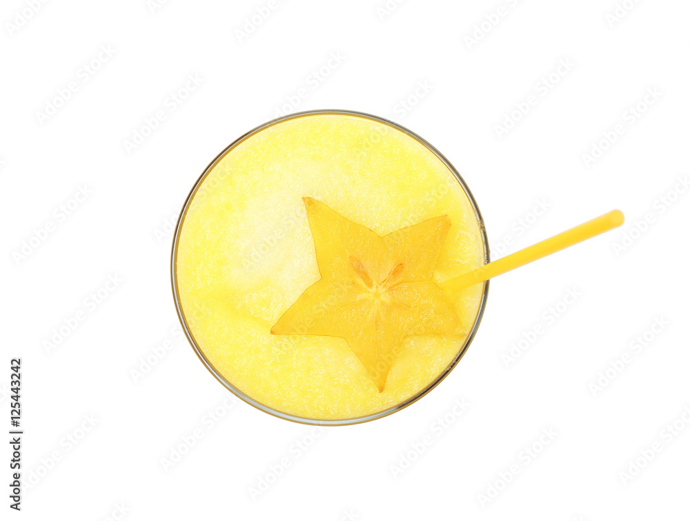 Carambola smoothie on white background Stock-Foto | Adobe Stock