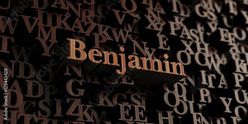 Benjamin - Wooden 3D rendered letters/message. Can be used for an online banner ad or a print postcard.
