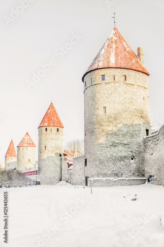 city wall in Tallinn, winter view