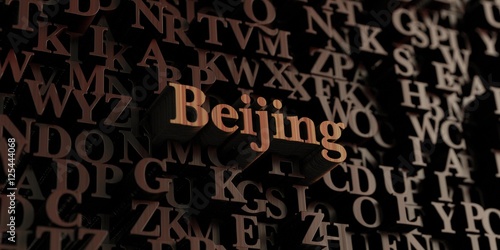 Beijing - Wooden 3D rendered letters/message. Can be used for an online banner ad or a print postcard.