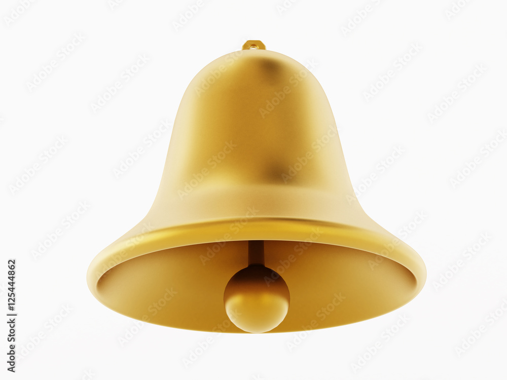 Golden bells isolated on white background. 3D illustration Golden bells isolated on white background. 3D illustration