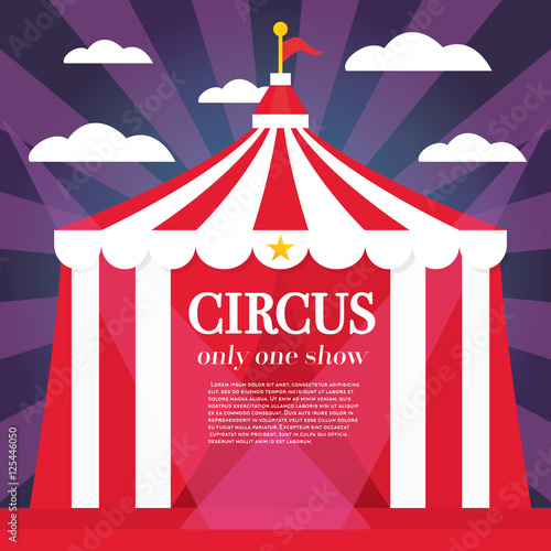 Circus Tent with Rays, Cloud and Copy Space.