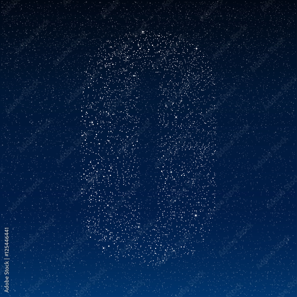 Vector abstract alphabet of stars. The starry sky.