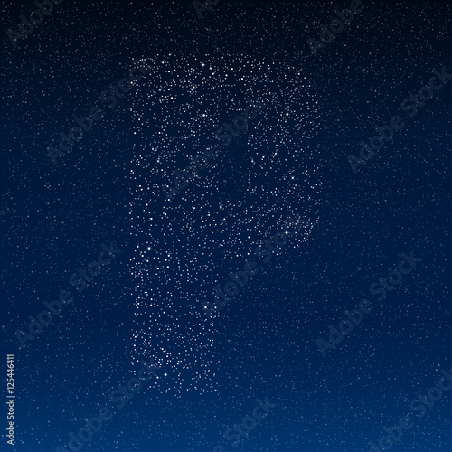 Vector abstract alphabet of stars. The starry sky.