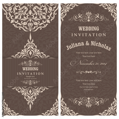 Set of 2 Wedding Invitation card Baroque