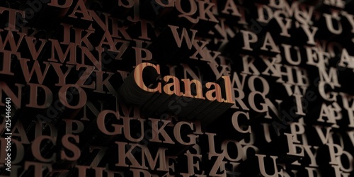 Canal - Wooden 3D rendered letters/message.  Can be used for an online banner ad or a print postcard.