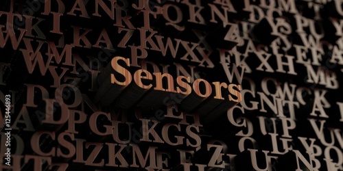 Sensors - Wooden 3D rendered letters/message. Can be used for an online banner ad or a print postcard.