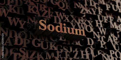 Sodium - Wooden 3D rendered letters/message. Can be used for an online banner ad or a print postcard.