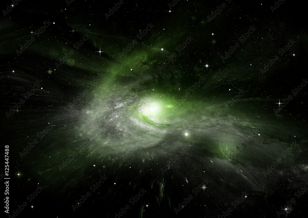 Fototapeta premium Stars, dust and gas nebula in a far galaxy