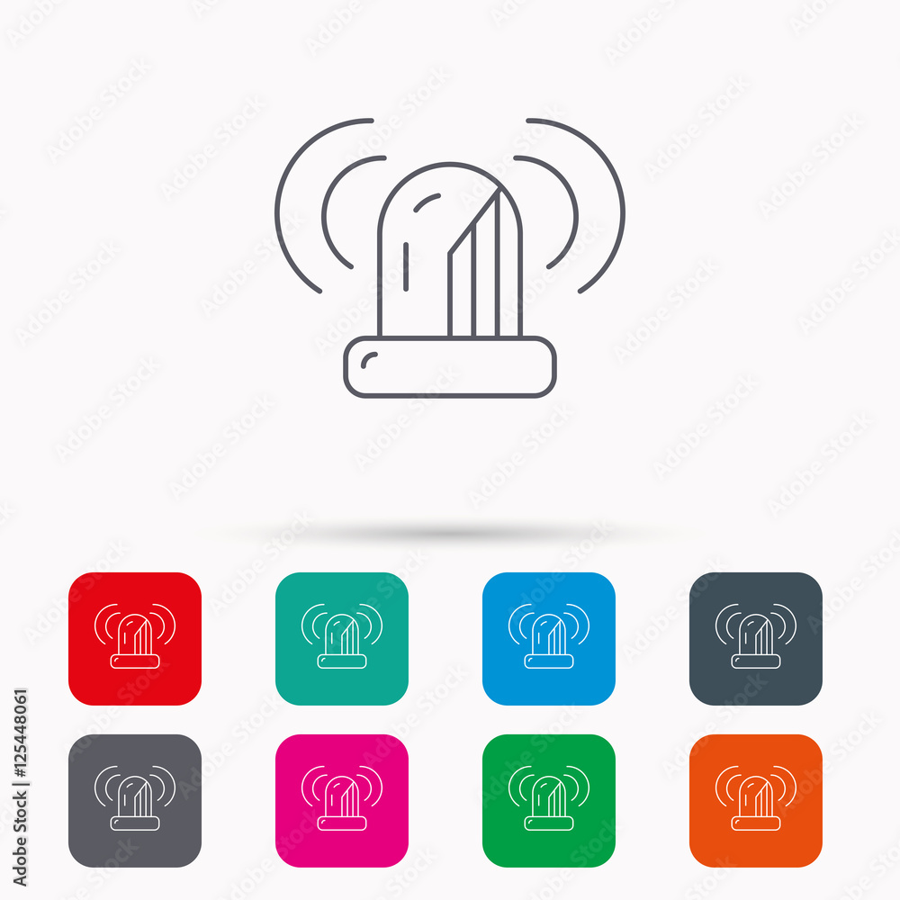 Siren alarm icon. Alert flashing light sign. Siren alarm icon. Alert flashing light sign.