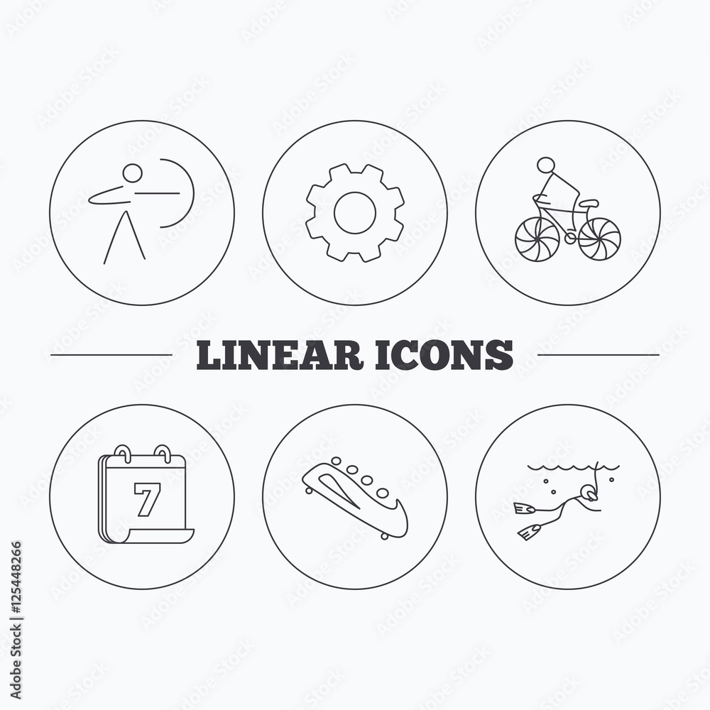 Diving, biking and archery icons. Diving, biking and archery icons.