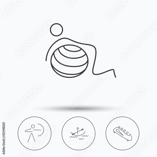 Gymnastics, boating and archery icons.