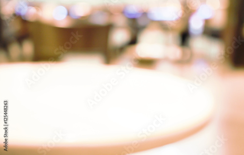 Table blur .with abstract blur beautiful hotel lobby background