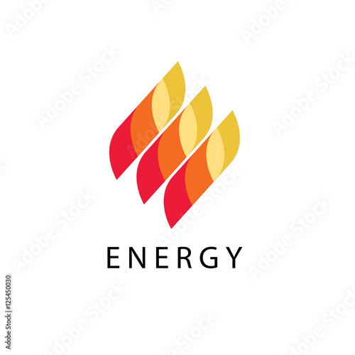 Energy logo vector illustration, abstract fire flame brand, logotype for oil or gas station, dynamic creative power symbol element design isolated on white background