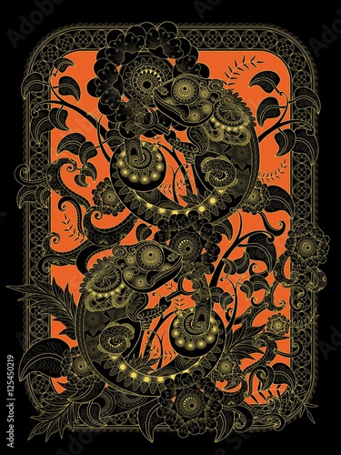 Chameleon adult coloring page