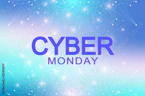 Cyber Monday Sale background. Promotional banner design. Graphic abstract background communication.