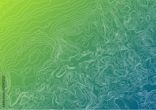 Fictional vector topographic map. Generated conceptual elevation map. Topographic map background concept in green tones