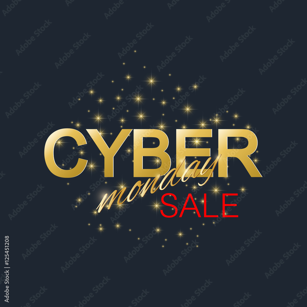 Cyber Monday Sale background. Golden label Cyber Monday Sale. Vector illustration.