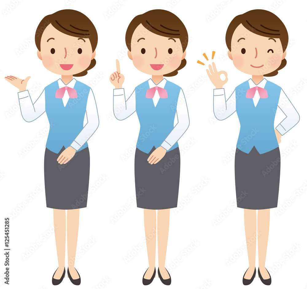 女性　表情　セット　OL　店員