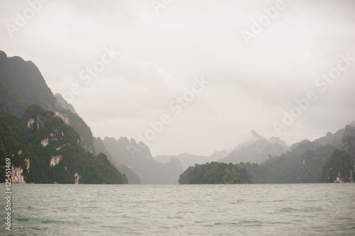 Mountain and Clouds in Ratchaprapha Dam or Khao sok national park  Thailand