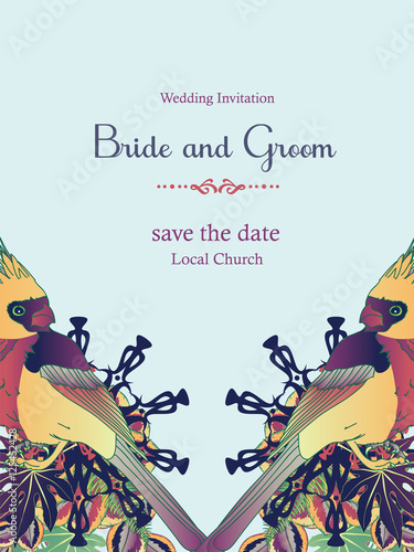 Vector romantic bird wedding invitation