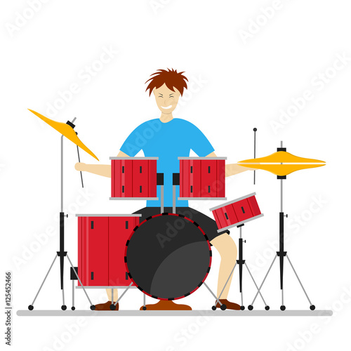 Drum Player Man. Vector