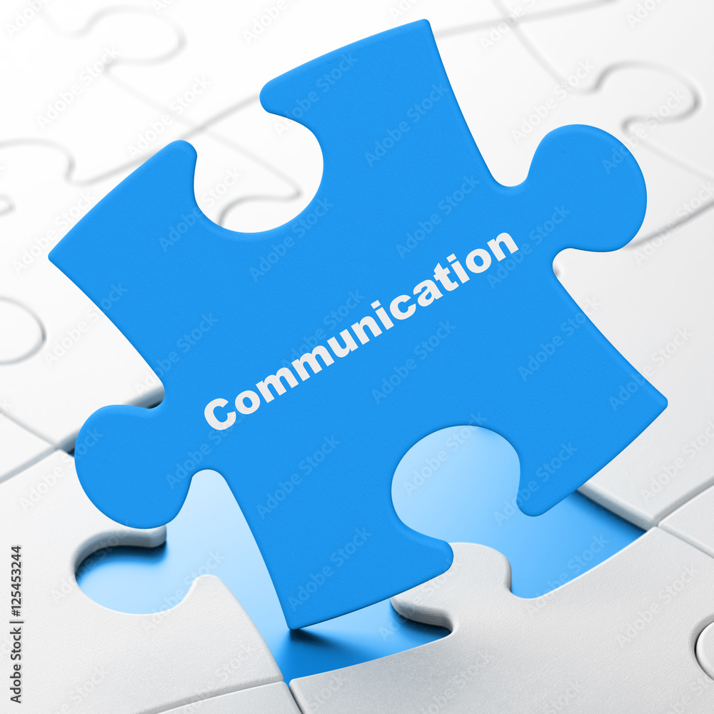 Advertising concept: Communication on puzzle background Advertising concept: Communication on puzzle background