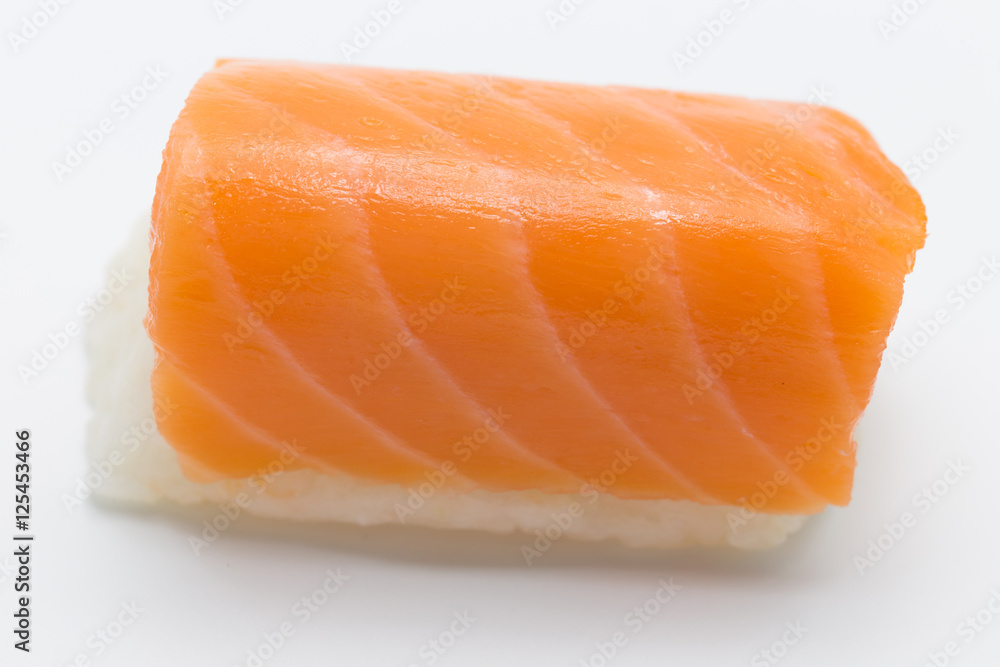 Close up Salmon sushi isolated Close up Salmon sushi isolated