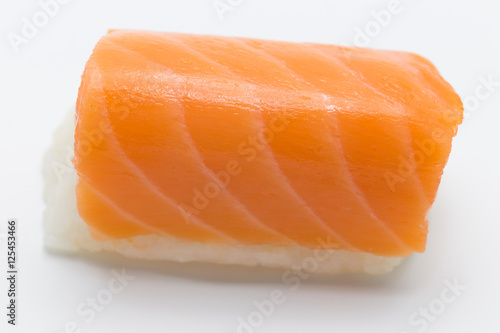 Close up Salmon sushi isolated
