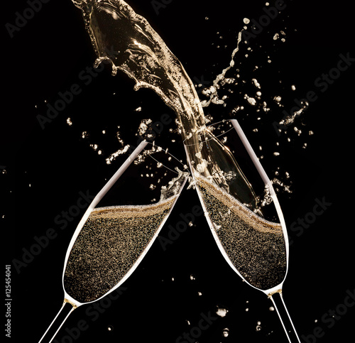 Glasses of champagne, celebration theme.