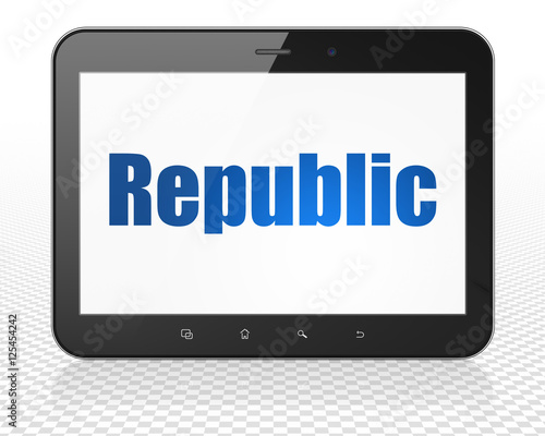 Political concept: Tablet Pc Computer with Republic on display