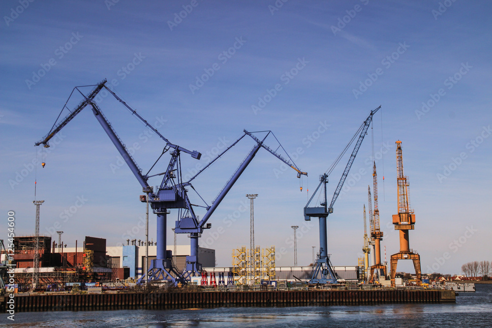 
Loading terminal with cranes at rostock harbor