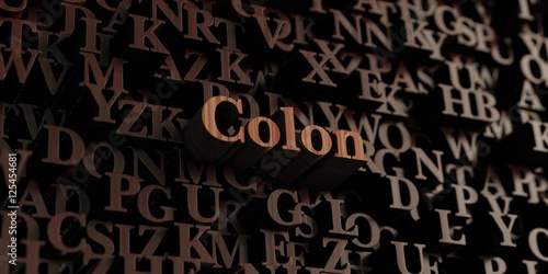 Colon - Wooden 3D rendered letters/message. Can be used for an online banner ad or a print postcard.