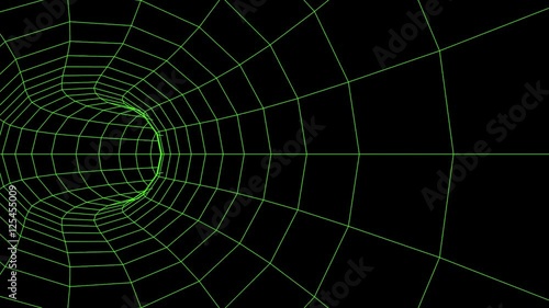 futuristic tunnel in motion. wireframe synthetic image. Computer animation. infinite loop