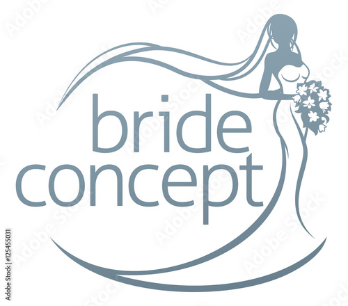 Bride Silhouette Holding Bouquet Concept