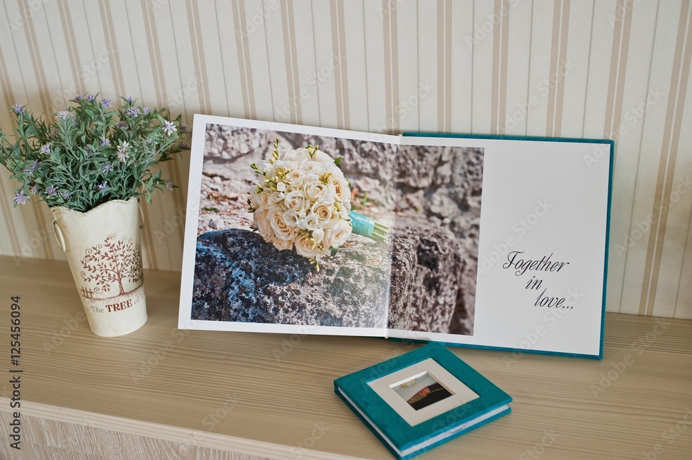 open page at wedding photobook and album open page at wedding photobook and album