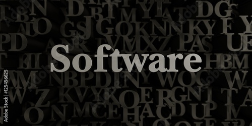 Software - Stock image of 3D rendered metallic typeset headline illustration. Can be used for an online banner ad or a print postcard.