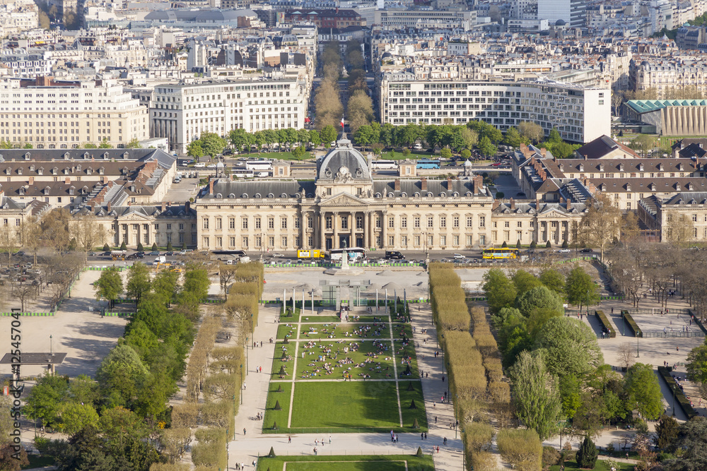 Naklejka premium Aerial view from Eiffel Tower on Champ de Mars - Paris.