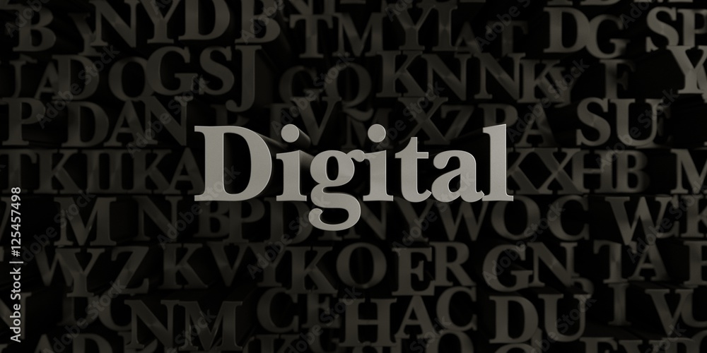 Digital - Stock image of 3D rendered metallic typeset headline illustration.  Can be used for an online banner ad or a print postcard.