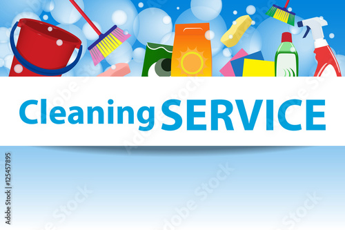 Illustration cleaning service. Poster template for house cleaning services. Vector.