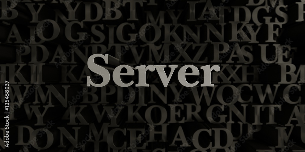 Server - Stock image of 3D rendered metallic typeset headline illustration.  Can be used for an online banner ad or a print postcard.