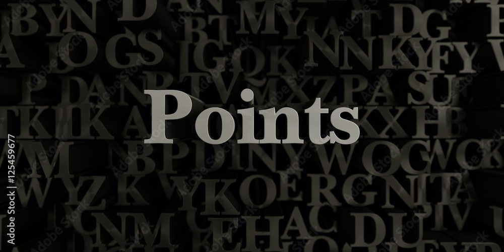 Points - Stock image of 3D rendered metallic typeset headline illustration.  Can be used for an online banner ad or a print postcard.