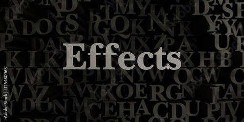 Effects - Stock image of 3D rendered metallic typeset headline illustration. Can be used for an online banner ad or a print postcard.