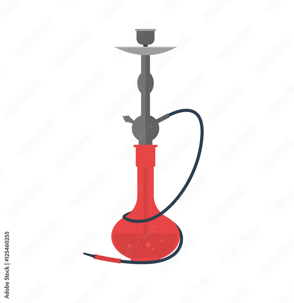Red Hookah Flat. Vector Red Hookah Flat. Vector