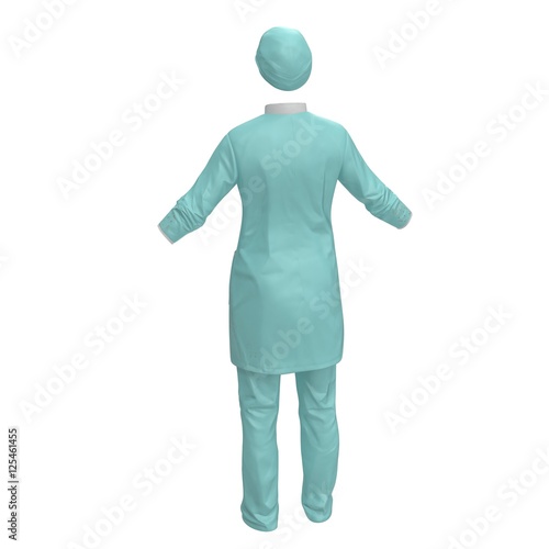 Surgeon dress isolated on white. No people. 3D illustration