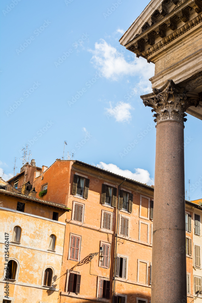 architectural pantheon detail at rome, italy