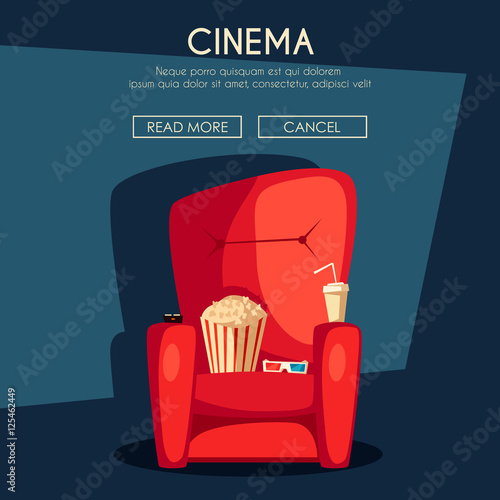 Cinema Night. Home movie watching. Cartoon vector illustration