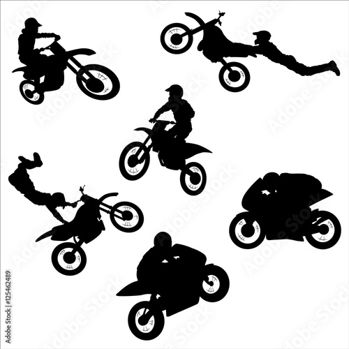 Extreme Motorbike Rider Silhouettes -Vector Illustration