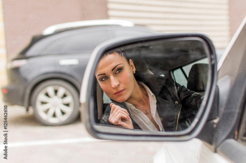 Woman sitting in the car