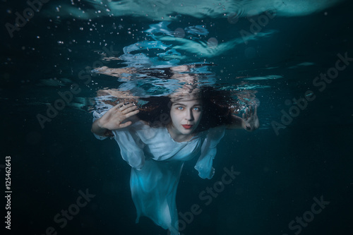 Portrait of the girl under water.